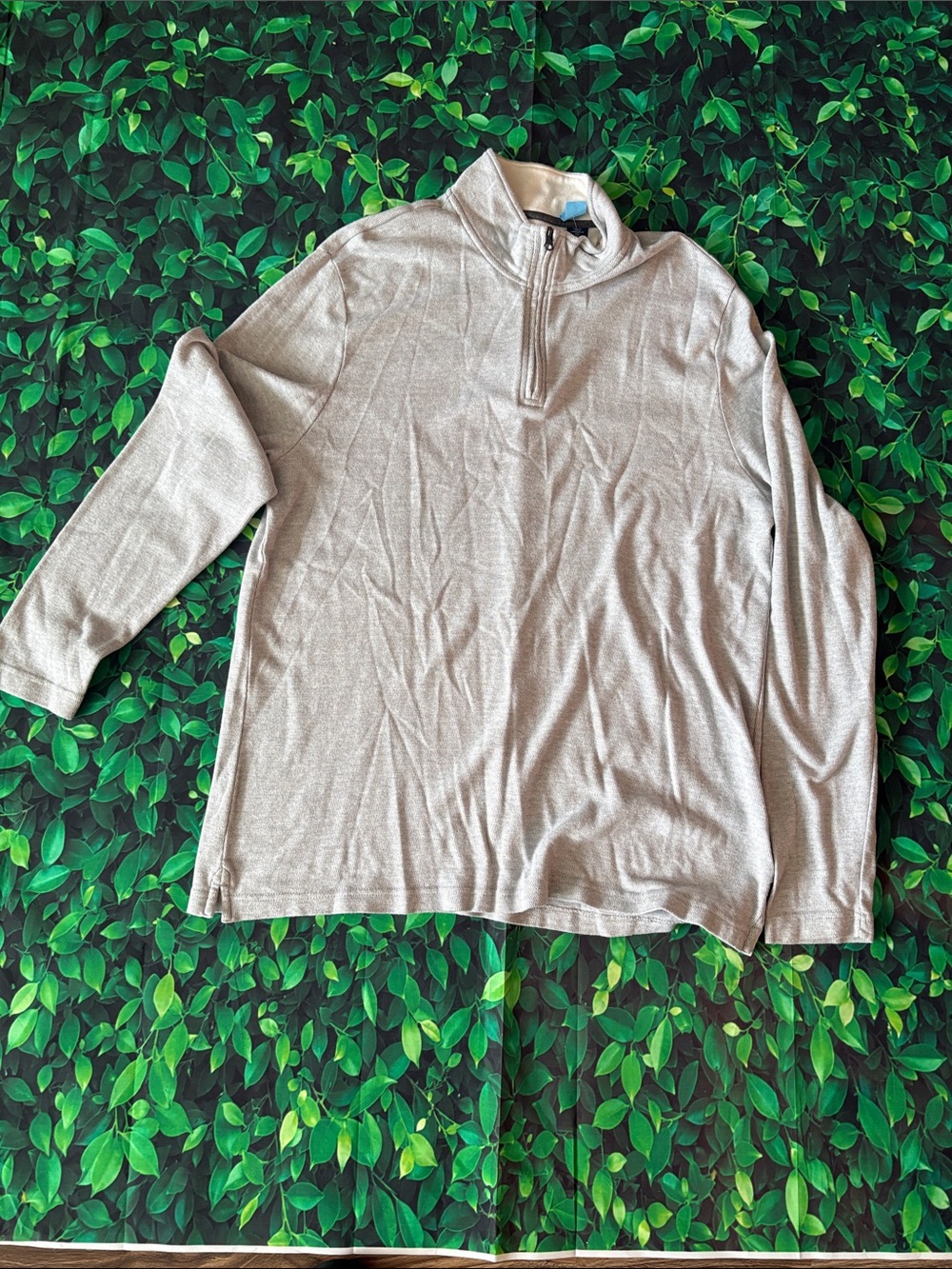 Chaps Mens Long Sleeve Quarter-Zip Pullover Grey